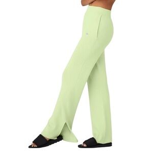 ALO Salana Wide Leg Knit Pants Iced Green Tea High Rise Size L